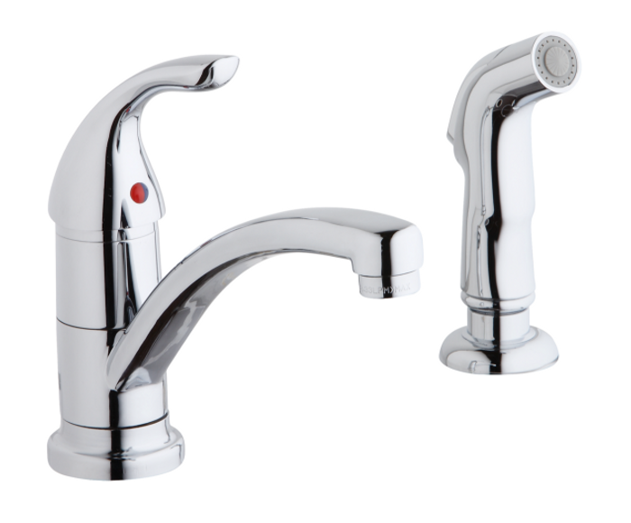 Elkay LK1501CR Everyday Single Handle Kitchen Faucet, 8" Tube Spout, Side Spray, Chrome, ADA