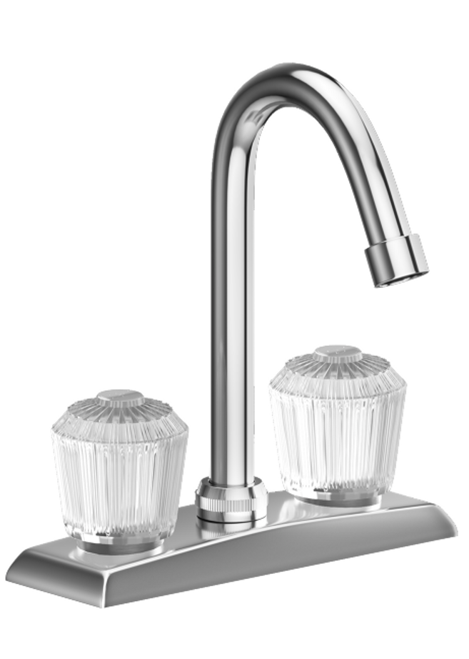 Elkay LKA2475LF Dual Handle Bar Faucet, 3.5" Swing Spout, Clear Crystalac Handles, Chrome