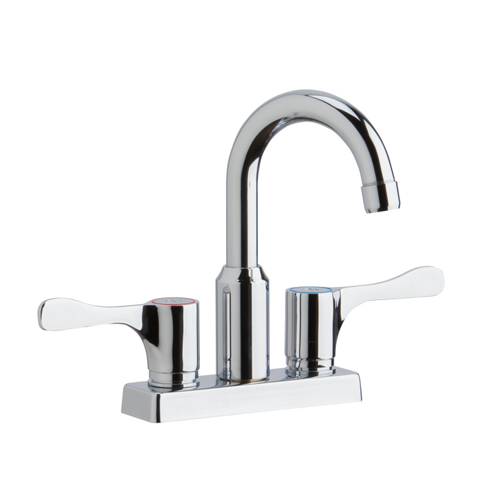 Elkay LKD24898BHC Dual Handle Bar Faucet with Exposed Deck, 4" Swing Gooseneck Spout, 4" Blade Handles, Chrome Plated, ADA