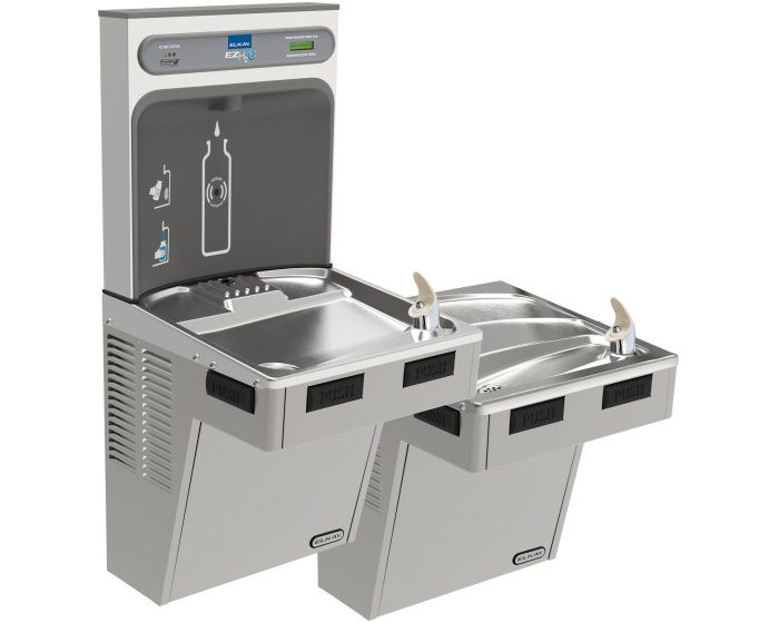 Elkay LMABFTLDDWSLK EZH2O Bottle Filling Station with Bi-Level Mechanically-Activated Drinking Fountain, Filtered, ADA, Light Gray Granite, (Non-Refrigerated)