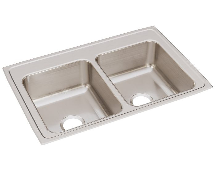 Elkay LR3322 Lustertone Classic Stainless Steel, 33" x 22" x 8-1/8", Equal Double Bowl Top Mount Sink