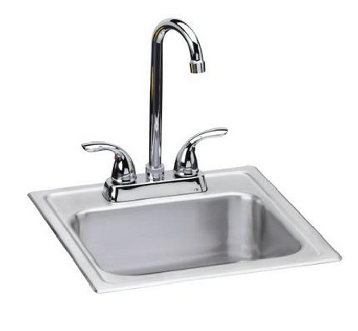 Elkay DSEP1515C Dayton Stainless Steel 15" x 15" x 6", 2-Hole Single Bowl Drop-in Bar Sink and Faucet Kit Elkay DSEP1515C Dayton Stainless Steel 15" x 15" x 6", 2-Hole Single Bowl Drop-in Bar Sink and Faucet Kit