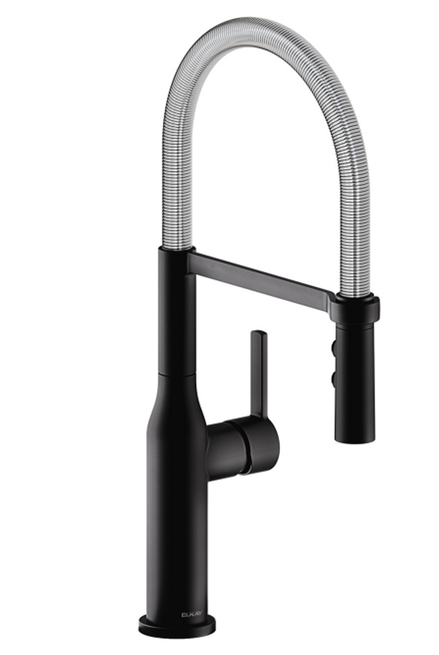 Elkay LKAV1061MBCR Avado Single Hole Kitchen Faucet with Semi-professional Spout and Forward Only Lever Handle Matte Black and Chrome