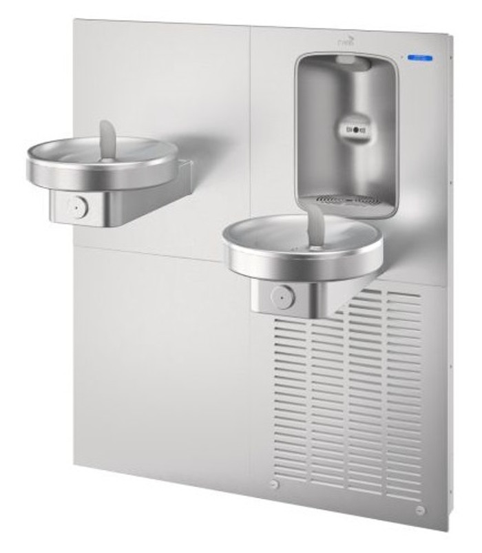 Oasis M8CREBF SSA RADII Universal Bi-Level Modular Refrigerated Drinking Fountain with Integrated Bottle Filler, Stainless Steel Alcove with Hands Free Activation, ADA Compliant, 8 GPH