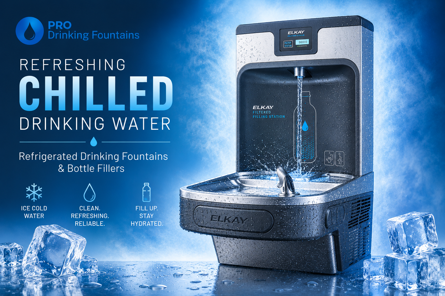 Refrigerated Chilled Cold Drinking Fountains and Bottle Fillers