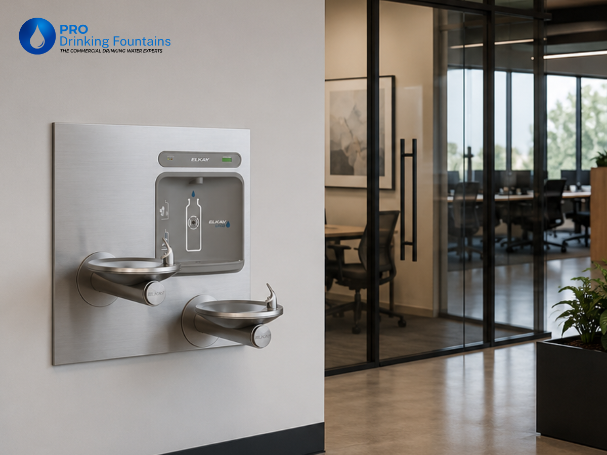 Stylish modern drinking fountains and bottle fillers
