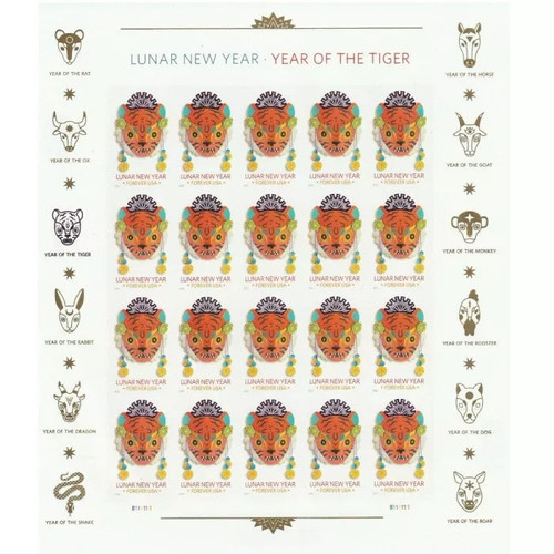 Year of the Tiger Stamp Celebrates Lunar New Year Forever First Class Postage Stamps - Mailboxes of Flushing
