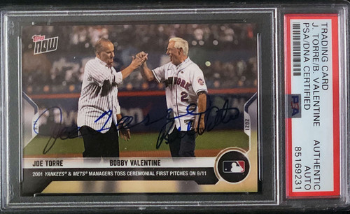 Joe Torre & Bobby Valentine Autographed Topps Now Baseball card