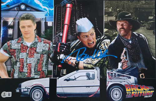 Thomas F. Wilson Autographed Back To The Future Trilogy 11x17 Photo
