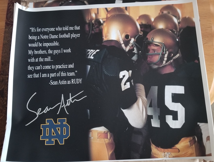 Sean Astin Autographed Custom "Rudy" Quote 16x20 Canvas A