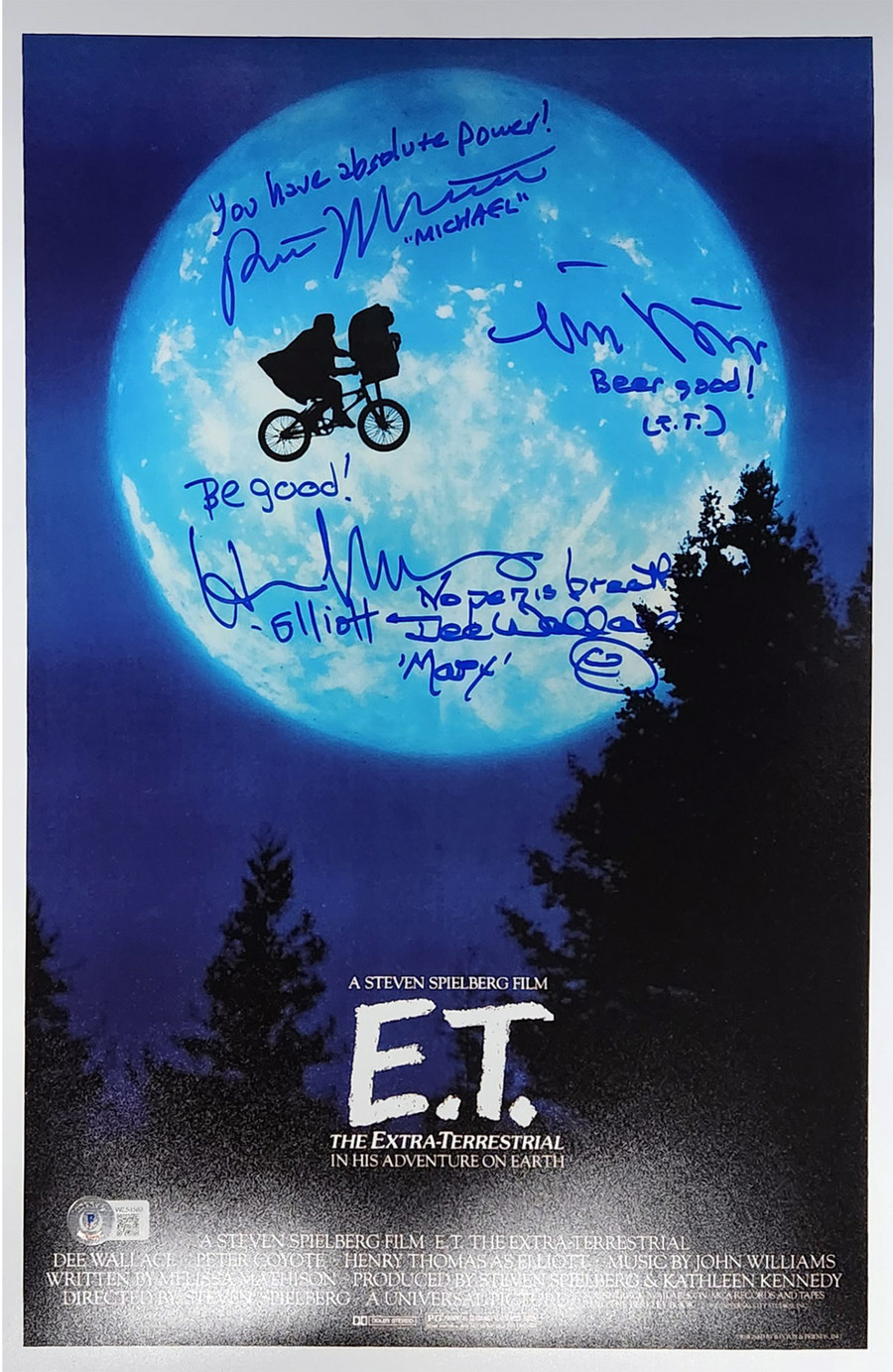 ET Cast Autographed 12x18 Mini Movie Poster