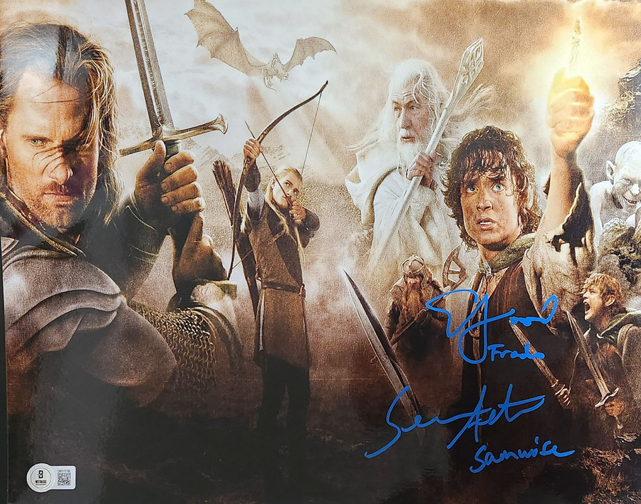 Elijah Wood & Sean Astin Autographed Lord Of the Rings 11x14 Photo 2
