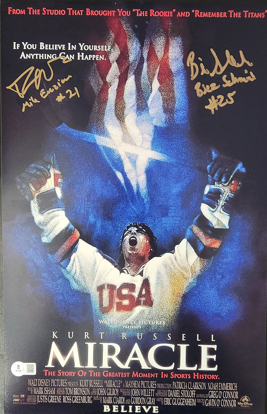 Patrick O'Brien Demsey & Billy Schneider Autographed Disney's Miracle 11x17 Mini Poster