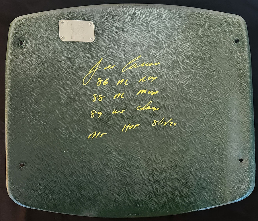 Jose Canseco Autographed STAT Oakland Athletics Seatback