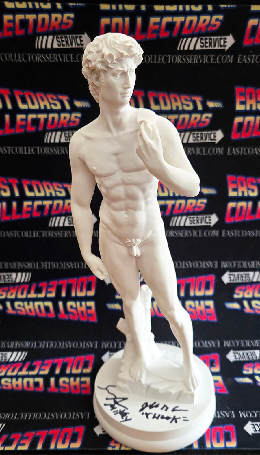 Sean Astin & Jeff Cohen Autographed Michelangelo's David Statue