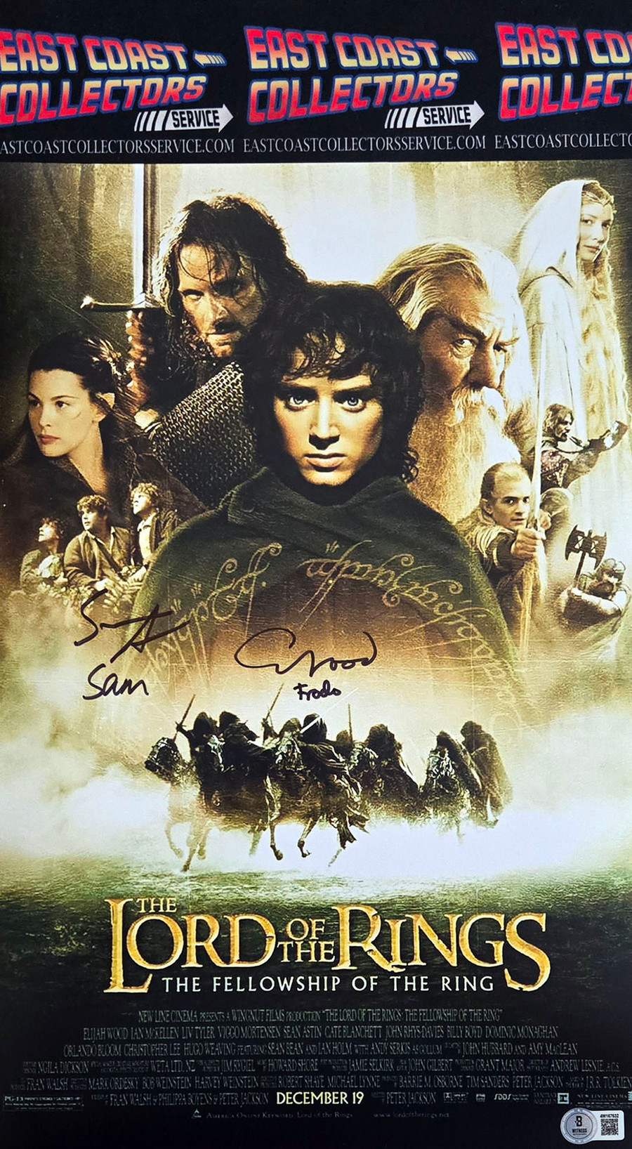 Elijah Wood & Sean Astin Autographed Lord Of the Rings 11x17 Mini Poster 1