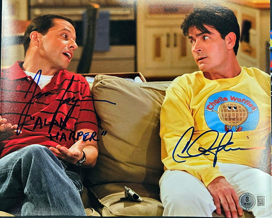 Charlie Sheen & Jon Cryer Autographed Two & a Half Men Photo 1