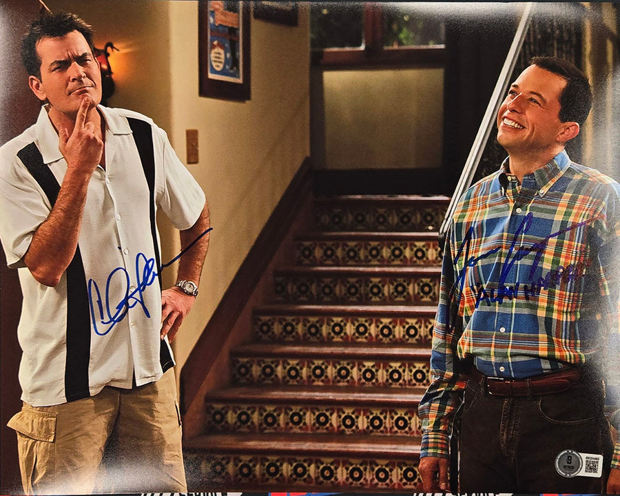 Charlie Sheen & Jon Cryer Autographed Two & a Half Men Photo 2