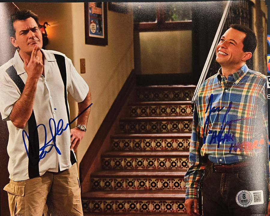 Charlie Sheen & Jon Cryer Autographed Two & a Half Men Photo 2