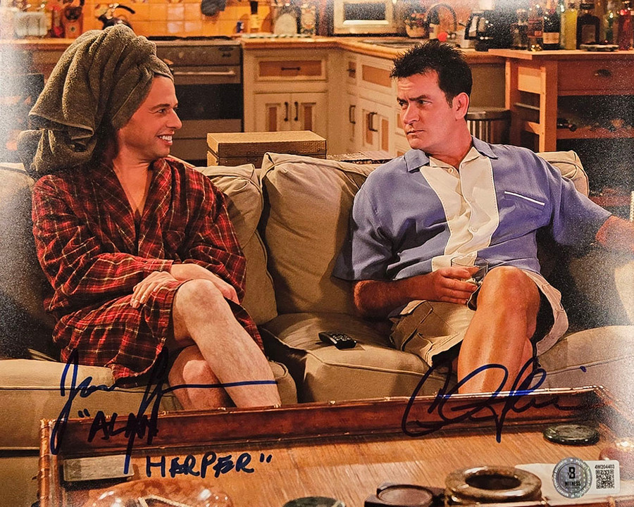Charlie Sheen & Jon Cryer Autographed Two & a Half Men Photo 4