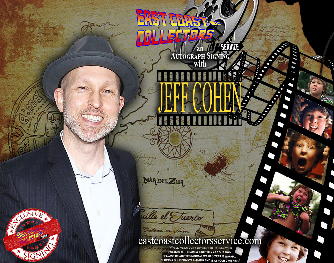 JEFF COHEN, CHUNK, GOONIES,TRUFFLE SHUFFLE, GOONIES NEVER SAY DIE , ricc, rhode island comic con, EERIE CULTURE FEST, MIGHTY DUCKS, STAR TREK, scream, charmed, lawrence brothers, 90210, cool runnings, full house, AUTHENTIC, BECKETT, JSA, COA, HOLO, HOLOGRAM, GOALIE, DO YOU BELIEVE IN MIRACLES, MAJOR LEAGUE, HOOSIERS, RUDY, RICHIE RICH, BASIC INSTINCT, CONTROPOLIS NJ, WWE, POWER RANGERS, STAR WARS, ANIME,, movies, tv, films autograph signings, authentic