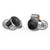 FiiO FD3 Silver earbuds, angled 3/4 view showing MMCX connectors and sound nozzles with clear ear tips, white background