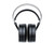 FiiO FT5 black headphones rear view showing both leather earpads and suspension-strap headband, white background