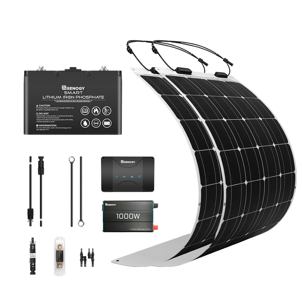 Smart Energy Storage kit 200W Flexible Solar Panel + 50A MPPT battery  charger complete kit