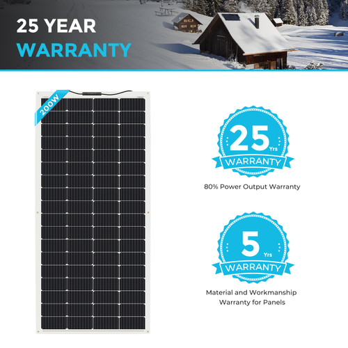 200 Watt 12 Volt Flexible and Lightweight Monocrystalline Solar Panel