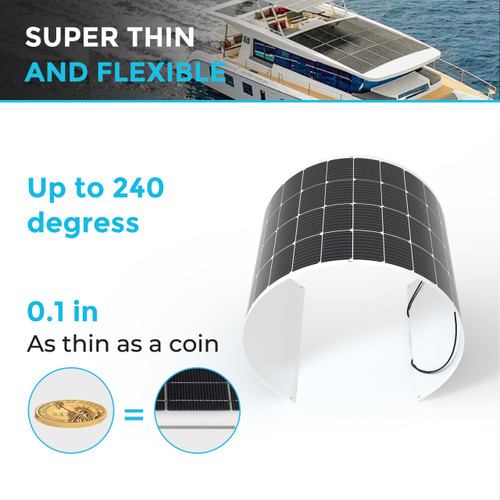 200 Watt 12 Volt Flexible and Lightweight Monocrystalline Solar Panel
