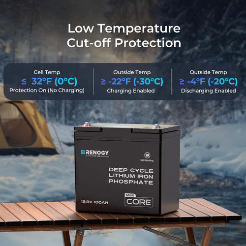 Renogy DuoHeat Tech - Core Mini 12V 100Ah Lithium Iron Phosphate Battery