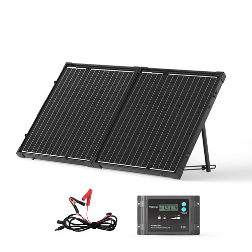 100 Watt 12 Volt Monocrystalline Foldable Solar Suitcase w/ Voyager Waterproof Controller