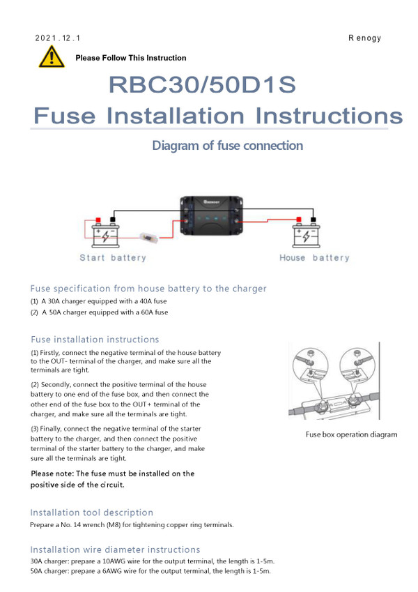 RBC3050D1S Fuse Installation Instructions