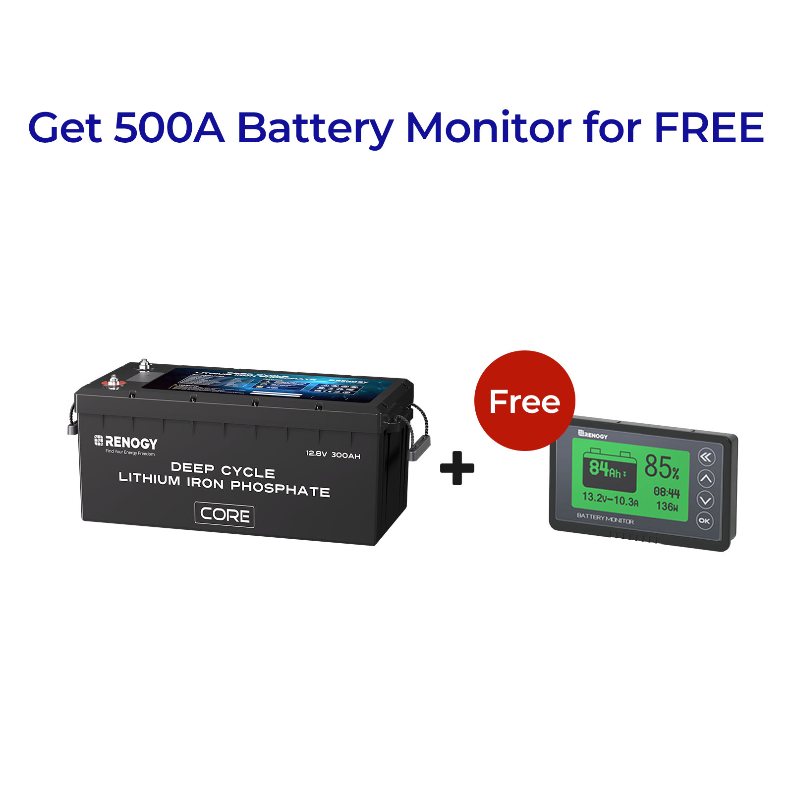 Renogy Core - 12V 300Ah Deep Cycle Lithium Iron Phosphate Battery with self-heating function