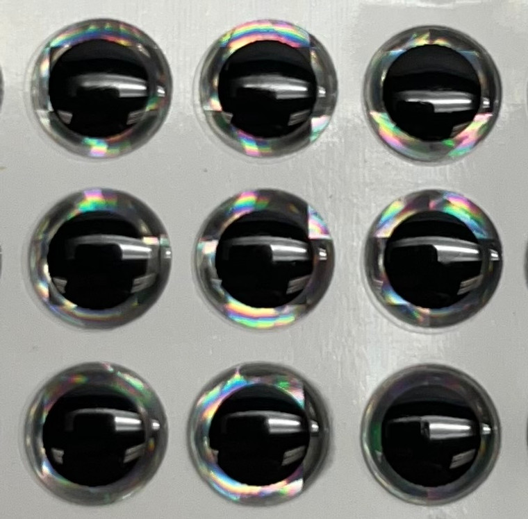 6mm 3D Lure eye - silver/black large pupil