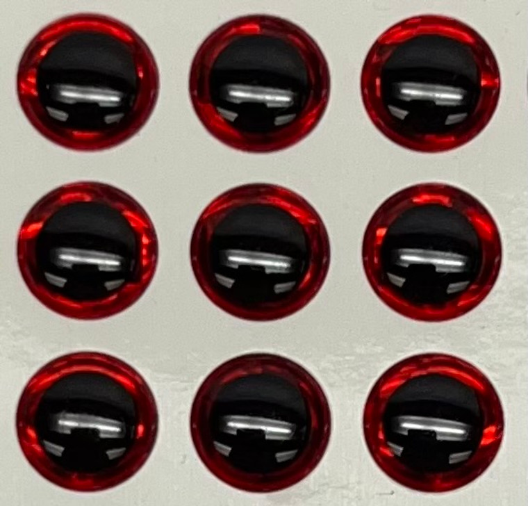 3D lure eyes - 5mm red/black large pupil