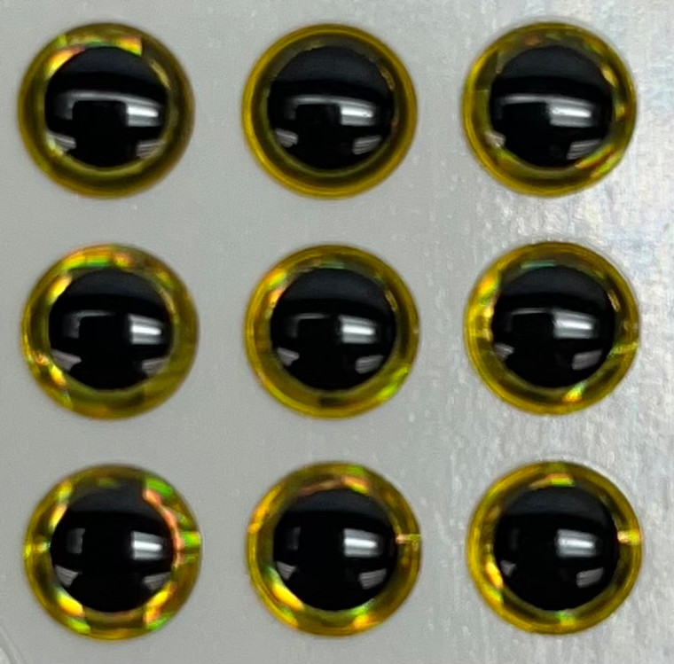 3D lure eyes - 7mm gold/black large pupil