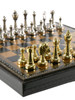 Treviso Refinement Chess Set Metal Chess Pieces  Grey/White Alabaster Chessboard close up 