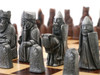 The Metal Isle of Lewis Chess Pieces - Antique Silver & Copper Finish with 3.5" King black pieces up close