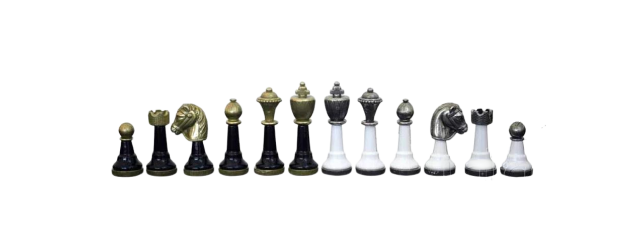 The Tuscan Colonnade Chess Pieces - Wood and Metal with 3" King