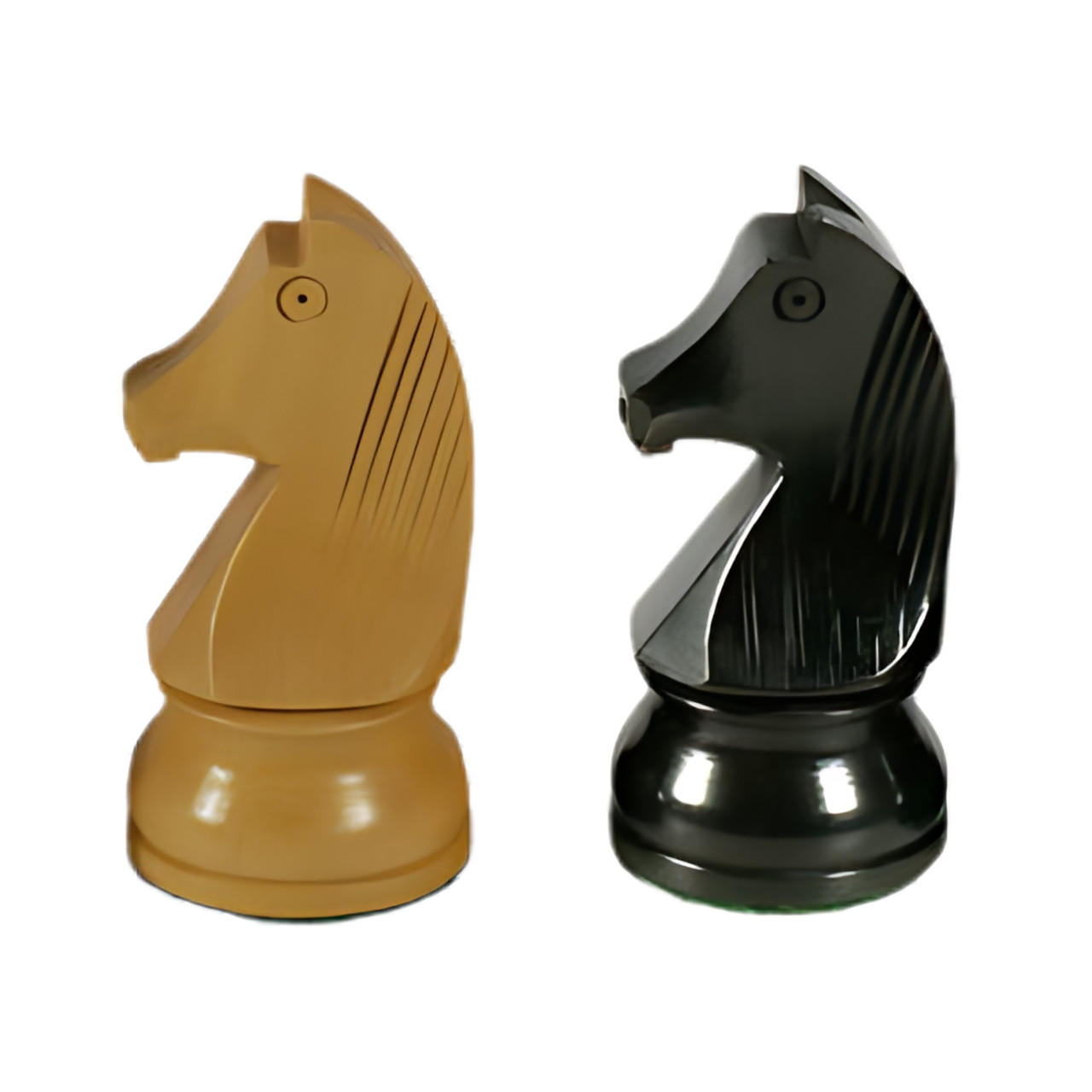 The Zeppelin - Boxwood German Knight Chess Pieces 3.75" King black and white knights
