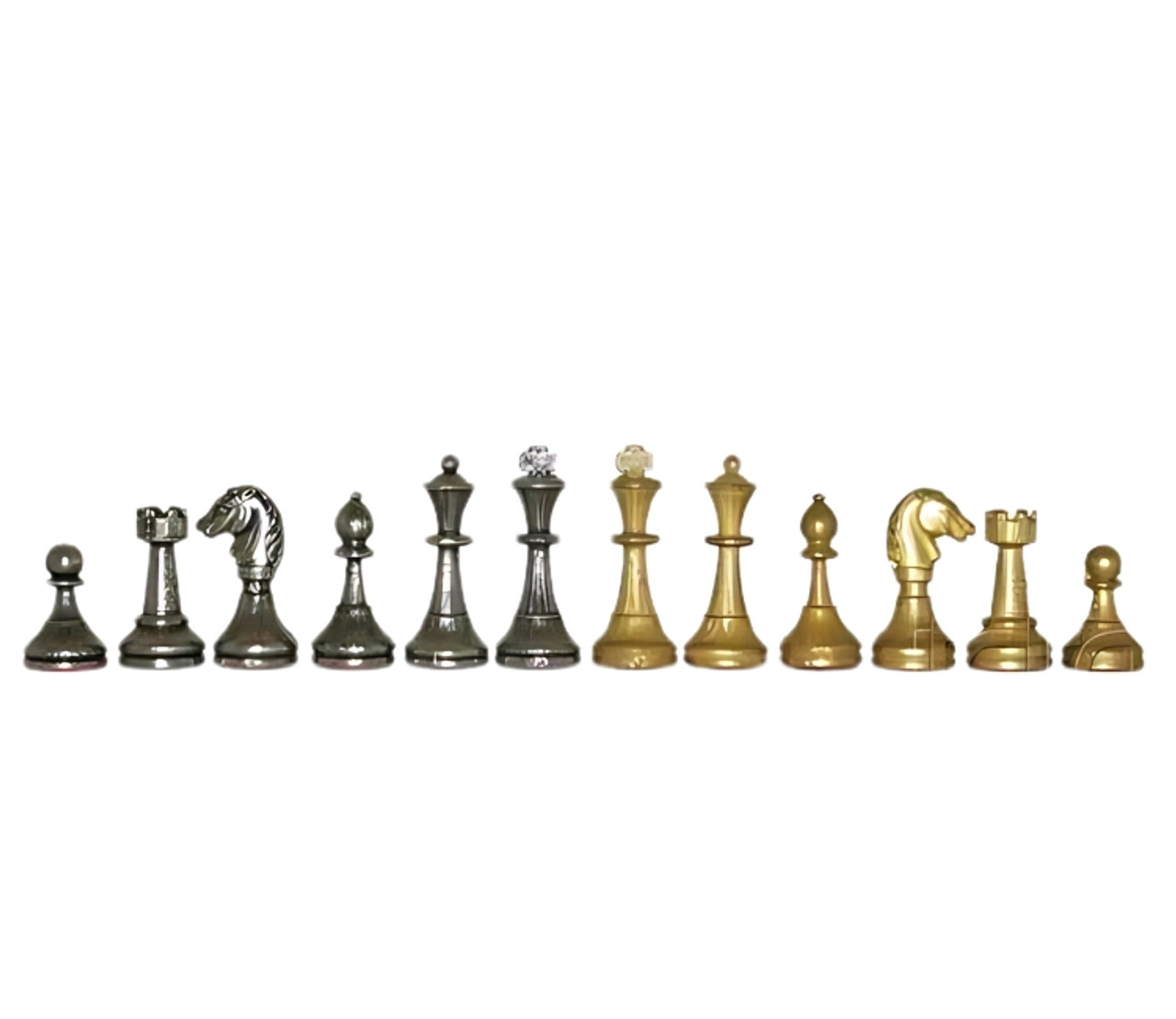 The Treviso Chess Pieces - Small Metal Staunton Design with 2" King