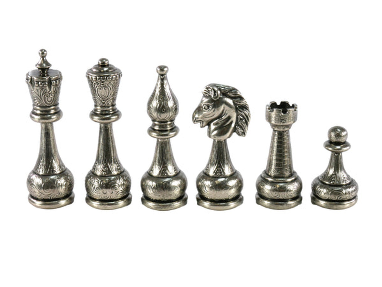 The Grand Chess Pieces - Metal Staunton Design with 4" King black pieces