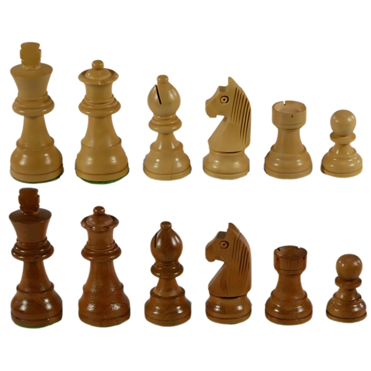 The Bijou Chess Pieces - Kirkwood & Natural Boxwood German Chessmen with 3" King