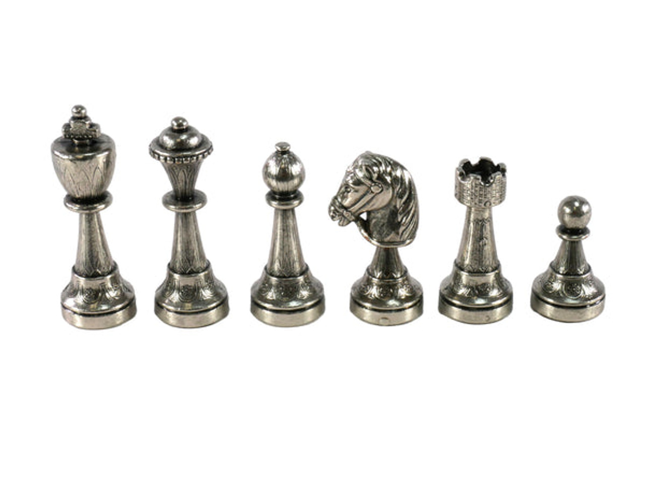 The Treviso Refinement Chess Pieces - Metal Staunton Design with 3" King black pieces