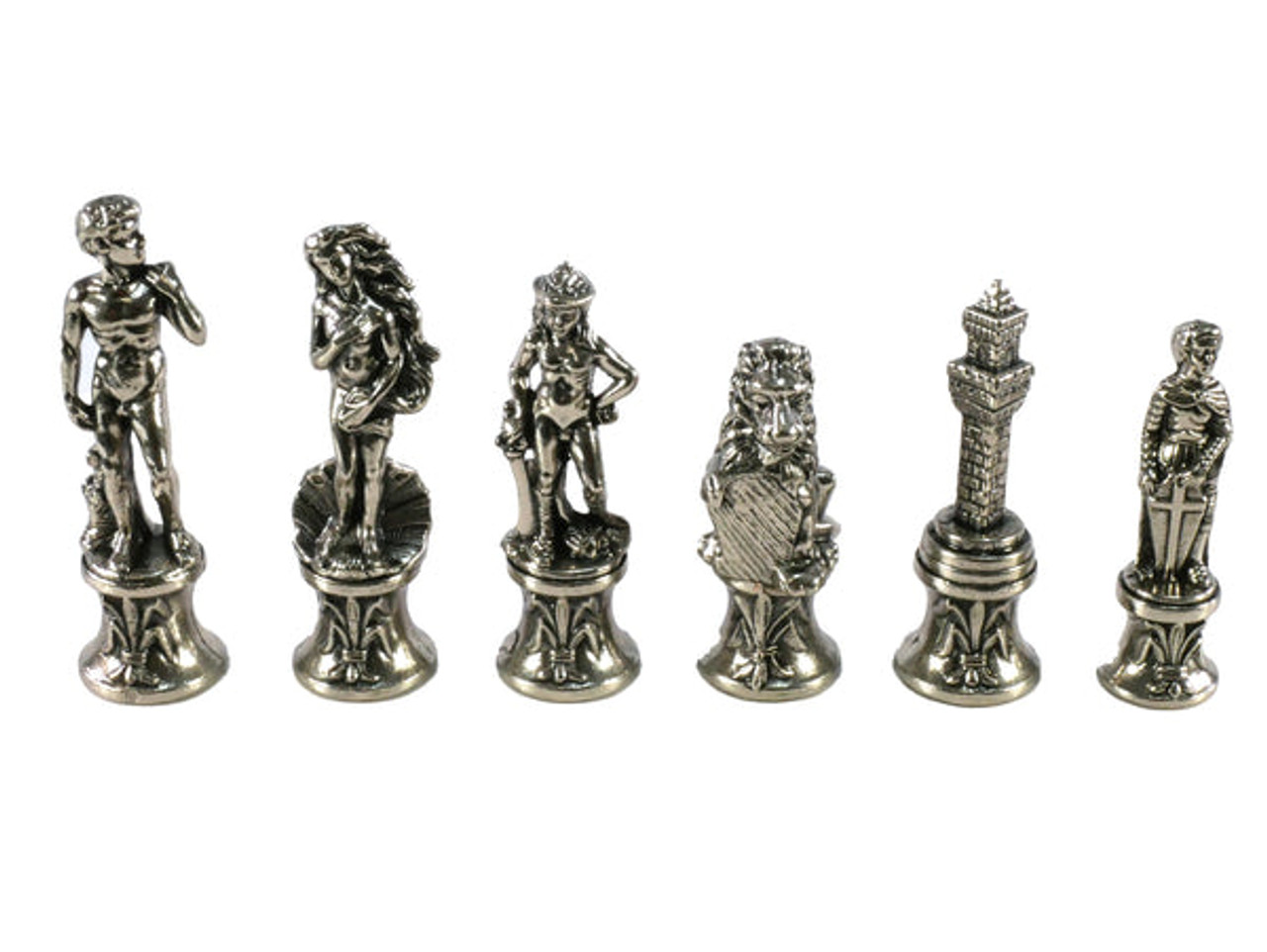 The Florence Chess Pieces - Metal with 3.25" King black pieces