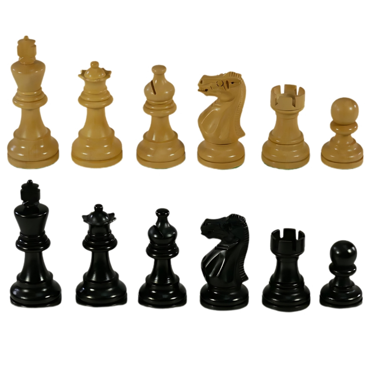 The American Emperor Chess Pieces - Black and Natural Boxwood with 3" King