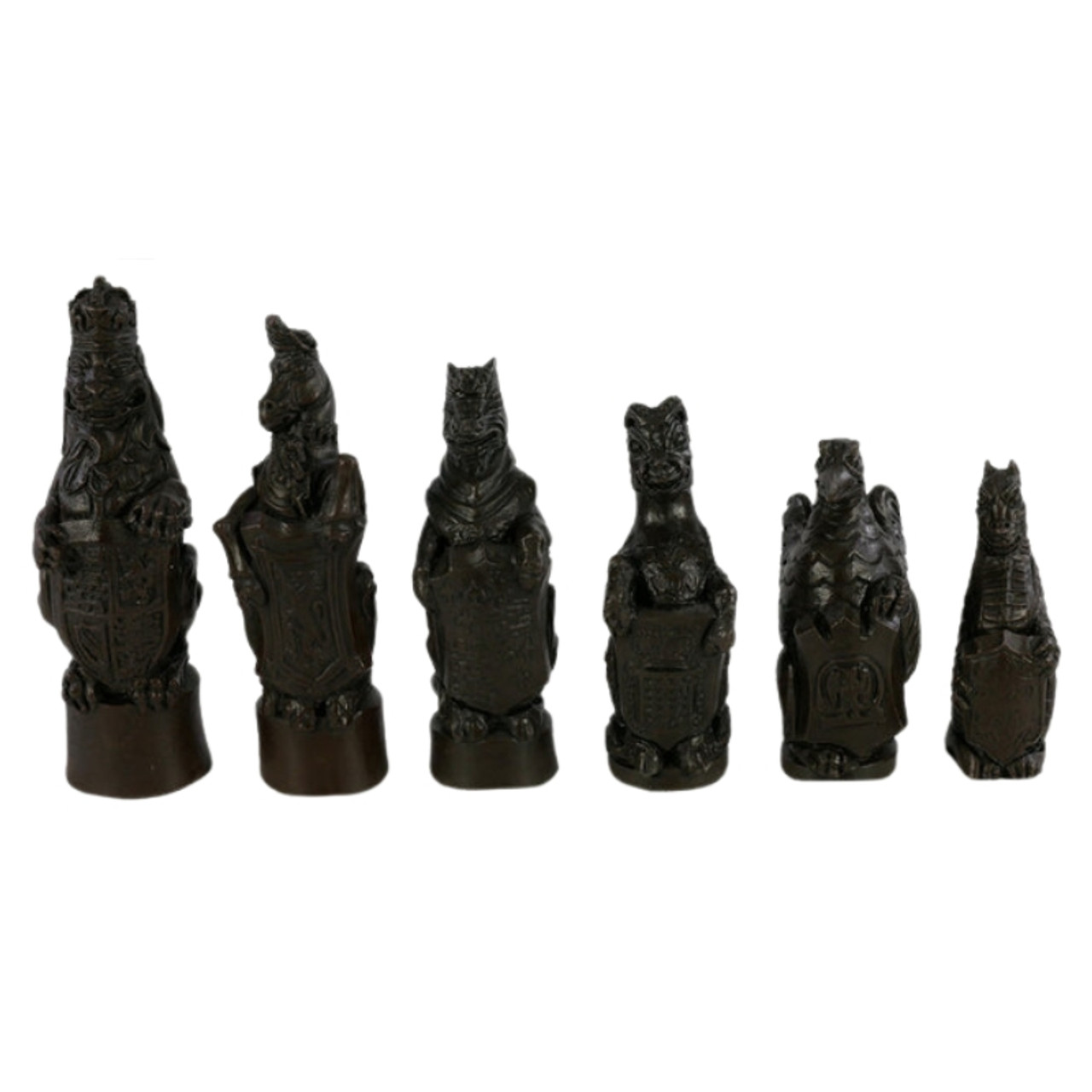 The Heraldic Chess Pieces - Stone Resin with 5.8" King black pieces