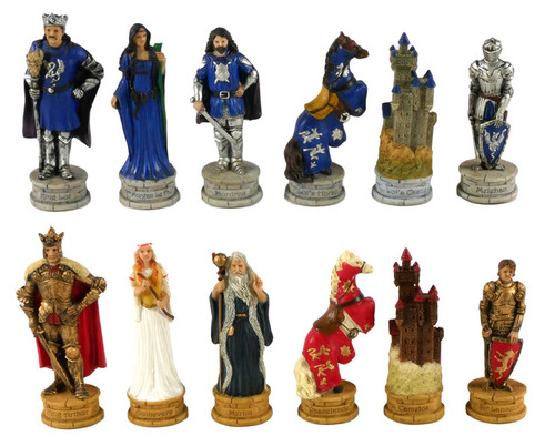 Themed Chess Pieces: King Arthur Hand Painted Resin Chessmen
