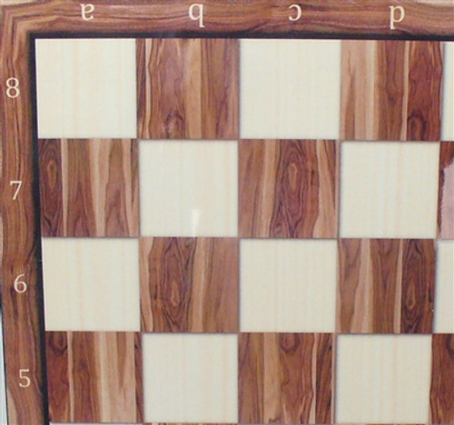 close up - merican Walnut Decoupage 17" Chess Board Alpha/Numeric with 1.8" square 